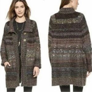 Free People Starlight Shadow Cardigan Sweater Size XS Brown Multicolor Preowned